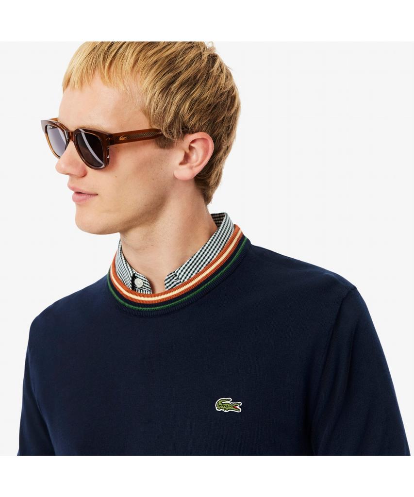 Мужской хлопковый джемпер LACOSTE с контрастной отделкой, круглый вырез Ah5158-55N 6P4
