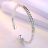 Women's Korean-Style Carven Design-Line Silver-Plated Bracelet Open End Circle Fashionable Open Mouth Hand Jewelry
