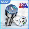 90W 3-in-1Car Charger QC3.0 PD Type C USB Moblie Phone Fast Charging for IPhone Xiaomi Samsung Car Quick Charger Adapter Tools