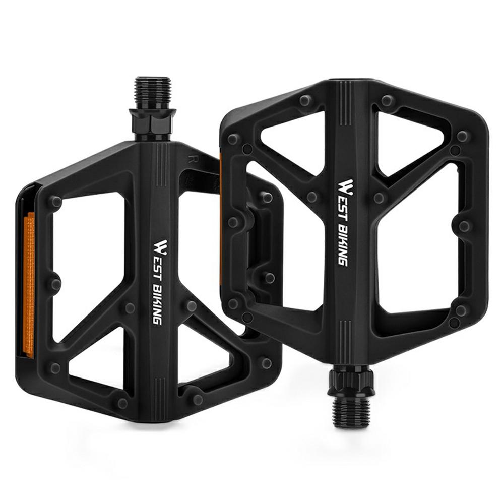 WEST BIKING YP0802150 1 Pair Nylon Widened Pedals for Mountain Road Bike Anti Slip Bicycle Pedals with Reflector
