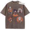 Unisex Washed Beige Vintage Tshirt Dragon Ball Master Roshi Goku Korin Shenron Oolong Highquality Fabric for Home Leisure