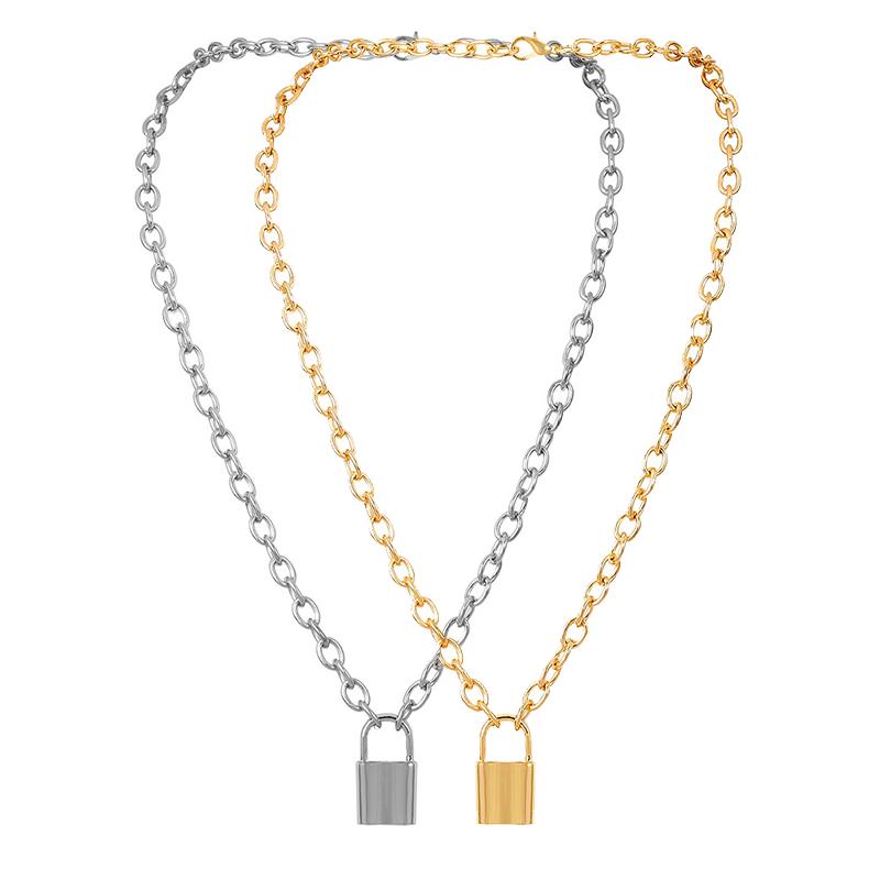 Ожерелье с подвеской и замком, массивное длинное ожерелье-цепочка для женщин, ювелирные изделия, ожерелье Bff, подарки