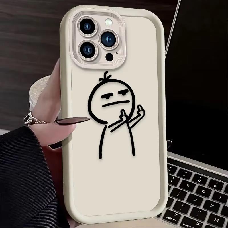 Мультяшный забавный жест презрения Чехол для телефона iPhone 16 15 14 13 12 11 Pro Max XS Max XR 7 8 Plus Ударопрочный силиконовый задний чехол