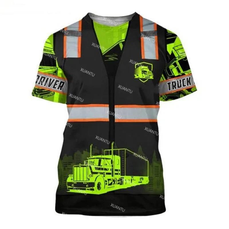 Truck Driver Cargo Men's T Shirt For Men Summer 3D Print Short-sleeved T-Shirt Women Clothing Oversized Camiseta Work Streetwear