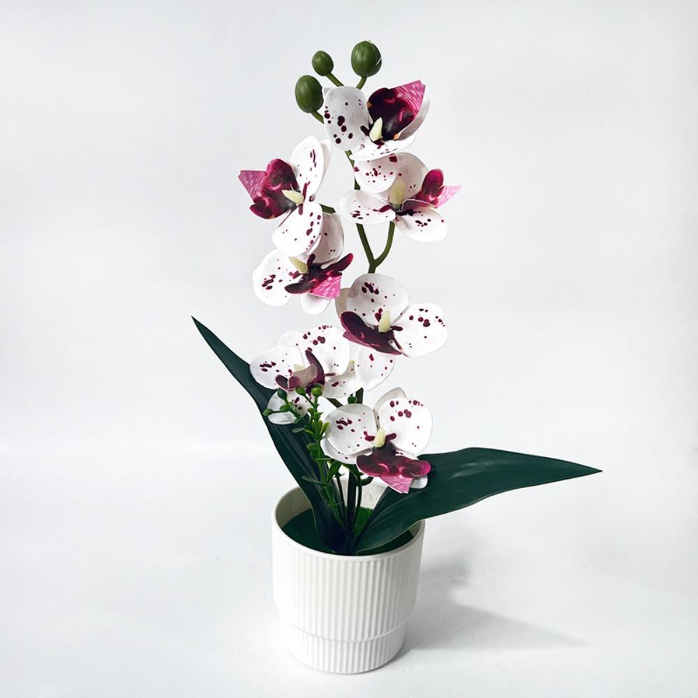 7 Heads Simulated Flower Butterfly Orchid Potted Pink Artificial Faux Plants Living Room Ornaments