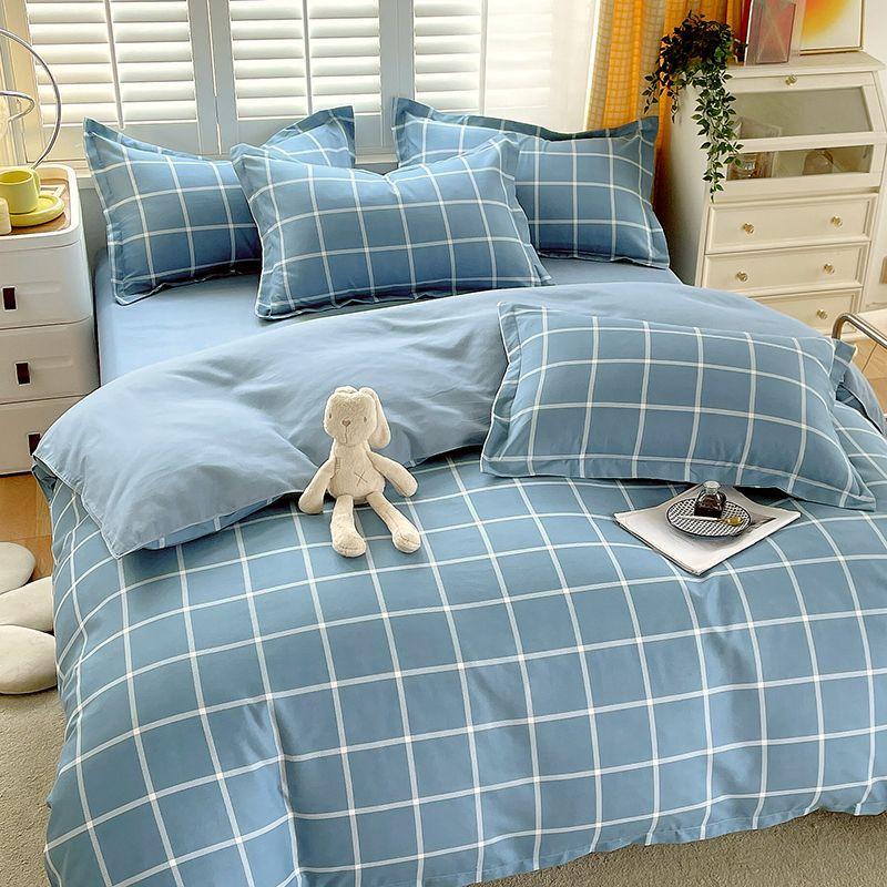 Комплект из четырех простыней, постельное белье, пододеяльник из стираного хлопка с пескоструйной обработкой, простыня, односпальное одеяло для спальни, комплект из трех предметов