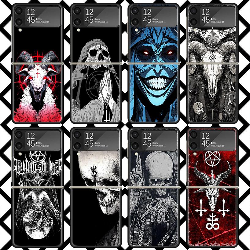 Devil Satan Dark Phone Case For Samsung Z Flip 7 6 5 4 3 Galaxy ZFLIP7 ZFlip6 5G Flip5 Flip4 Flip3 5g Black Hard Cover