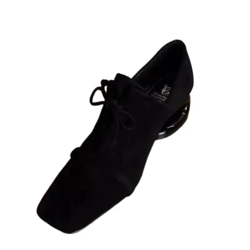 Замшевые туфли на квадратном носке со средним каблуком, женские дизайнерские туфли на толстом каблуке, тренд 2025 года, модные туфли-лоферы, туфли-лодочки, зимняя новинка, женские туфли-лодочки