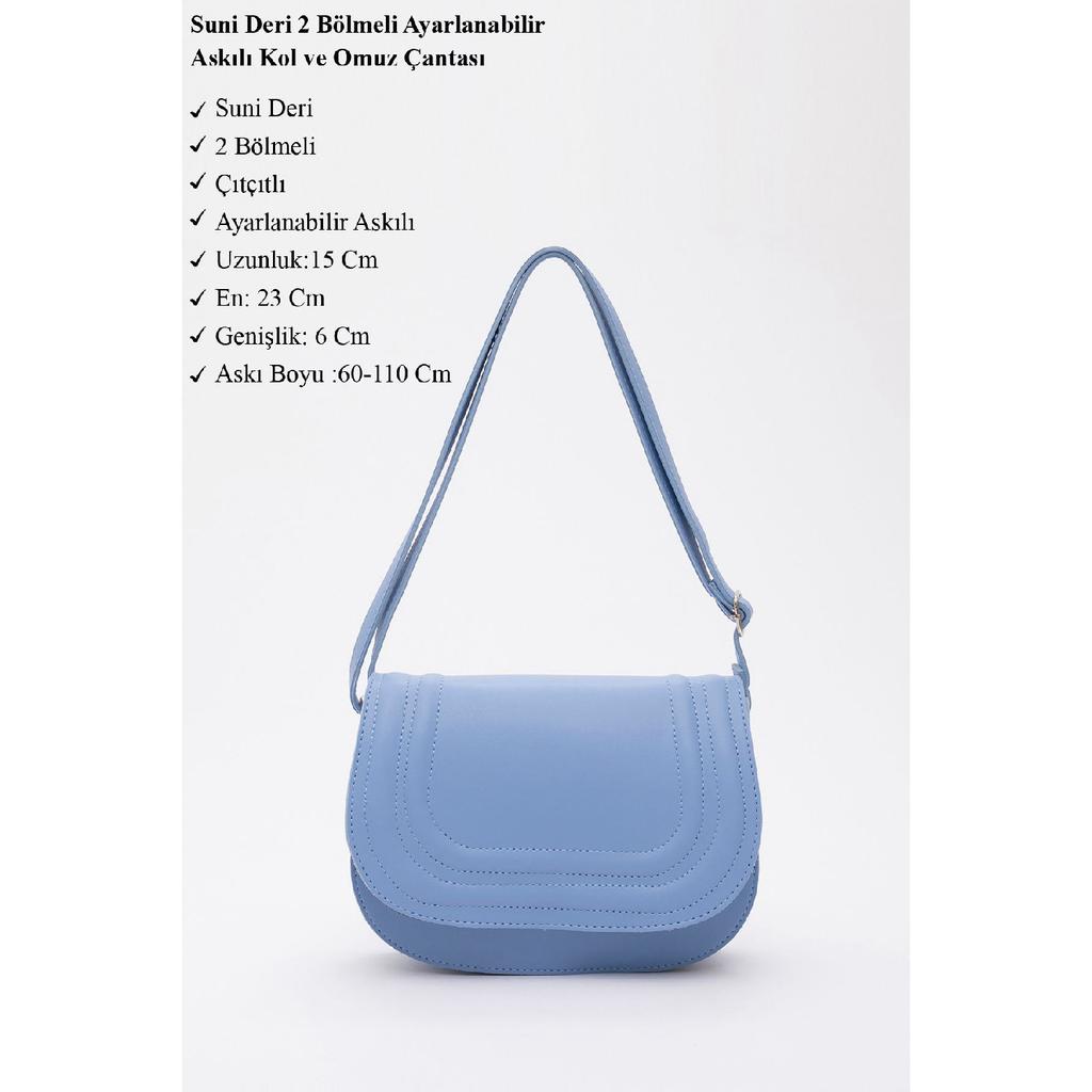 Black Shk93 Artificial Leather 2 Compartment Adjustable Strap Shoulder Bag L:15W:23W:6 Cm