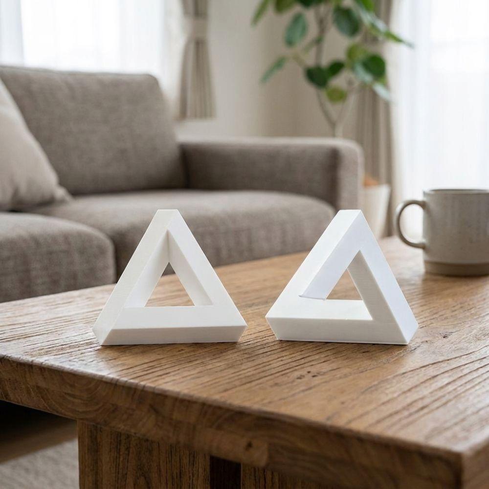 Funny Geometric Optical Illusion Minimal White Triangle Illusion Figurine for Science Enthusiasts