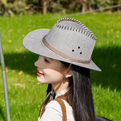 Винтажная ковбойская шляпа в стиле вестерн, однотонная шляпа с широкими полями, джазовая шляпа, защита от солнца для пешего туризма, кемпинга, верховой езды