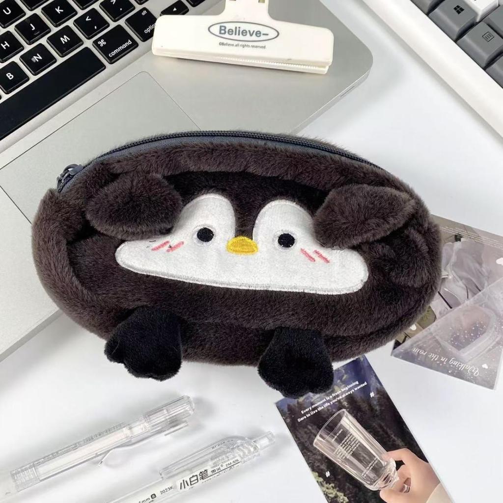 1pc Cute Cartoon Plush Pencil Case Large Capacity Pencil Case Stationery Storage Bag School Supplies Stationery Bag