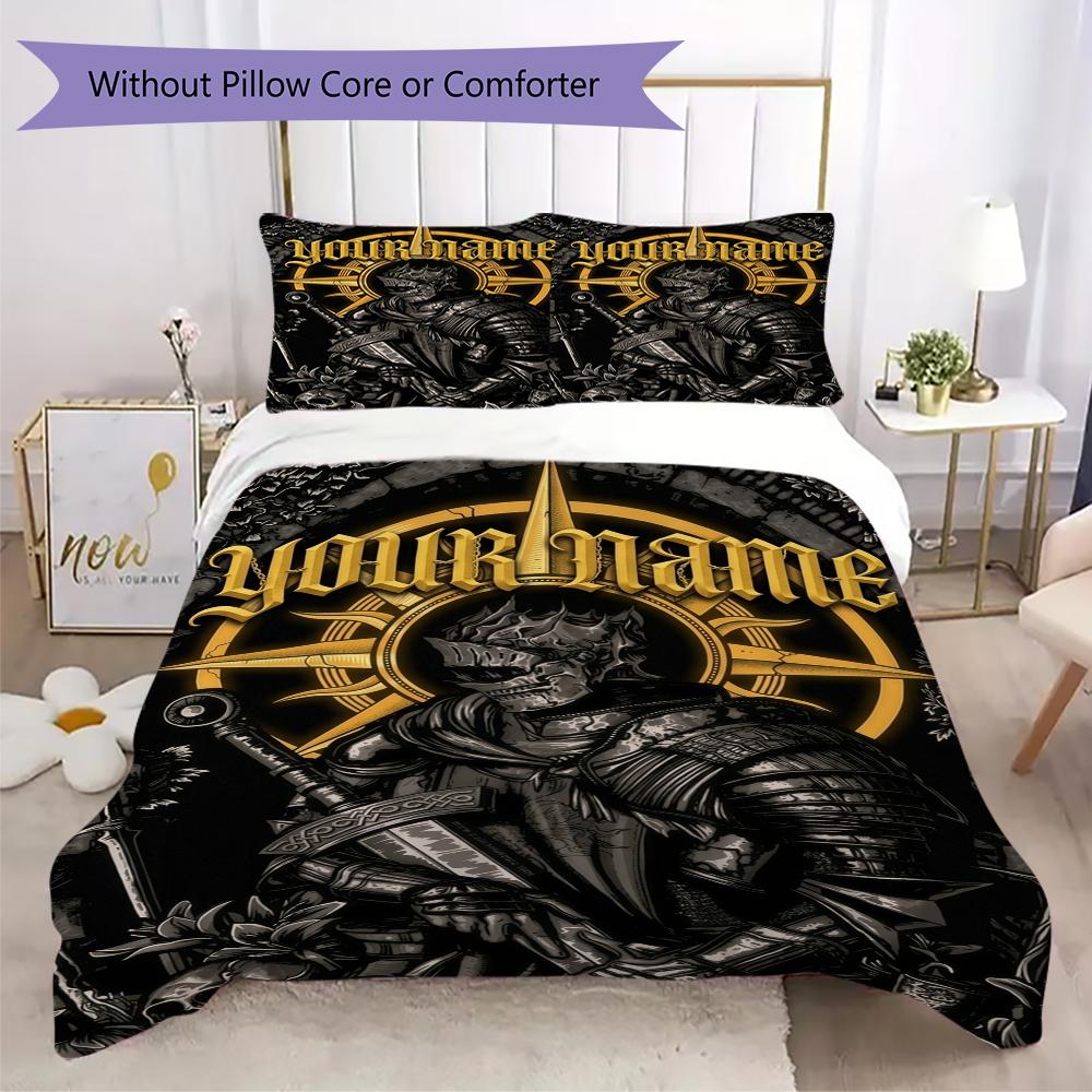 Custom Name Dark Souls Bedding,Quilt Set Quilt Cover Pillowcase Home Birthday Gift(1 * duvet cover + 2 * pillowcase, without core)_xia