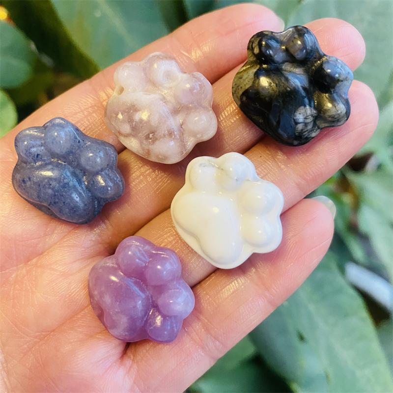 Natural Healing Crystal Gemstone Custom Gem Carved Pendant Pet Cat Claws Decoration