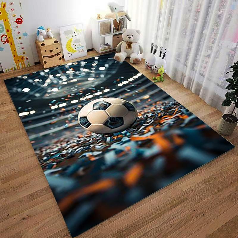 Soccer Ball Carpet with Stadium Scene Design for Bedroom Decor Suitable for use as an anti-slip for living room bedroom sofas