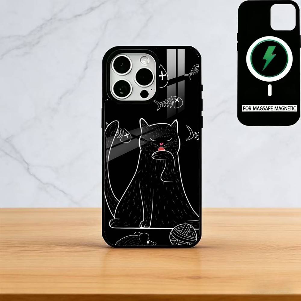 Чехол для телефона с кошками для iPhone 17, 16, 15, 14, 13, 12, 11 Plus, Pro, магнитный, для беспроводной зарядки Magsafe