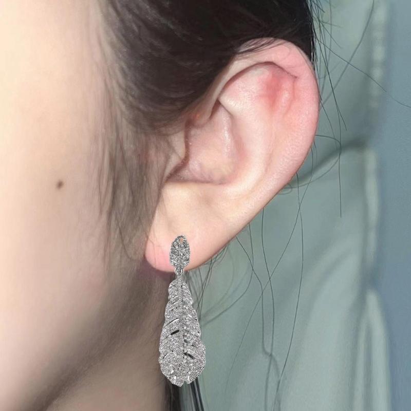 Винтажные серьги-крючки из хрусталя Стильные длинные серьги с перьевыми мотивами Подходят для официальной и повседневной носки