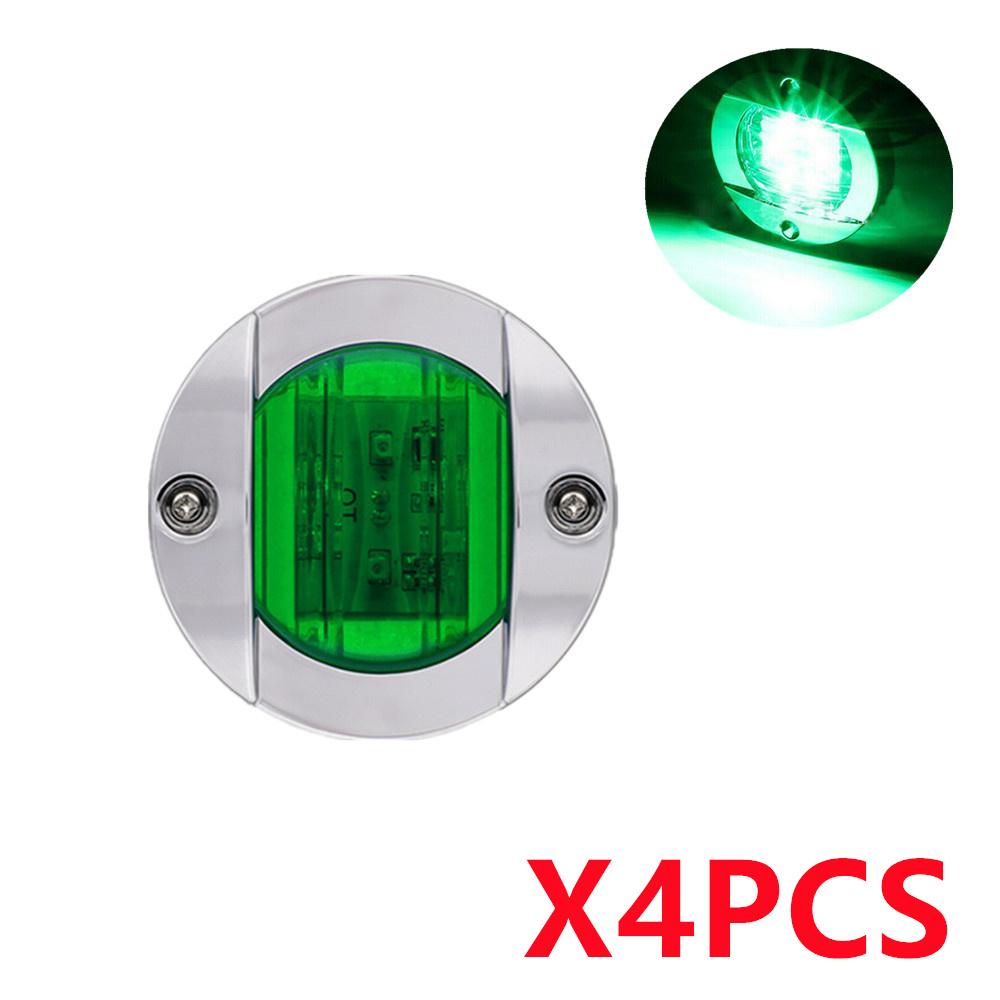 4PCS Marine Boat LED Deck Courtesy Lights Round 6LED Stern Transom Lights 12V Waterproof Boat Navigation Light Anchor Stern 7