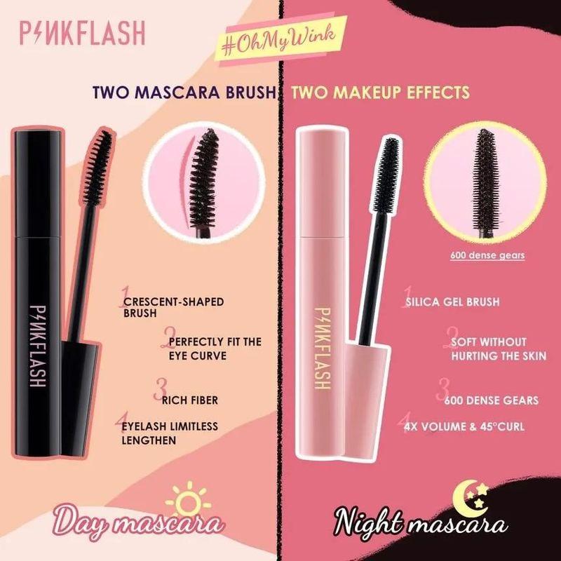 PINKFLASH - Водостойкая Тушь для Ресниц с Эффектом Подкручивания День и Ночь - 2 Цвета