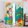 2pcs,2D Plane Printing Popular Curtains Santa Surfing Beach Polyester Easy Install (without Rod) Decorations Outdoor for Living
