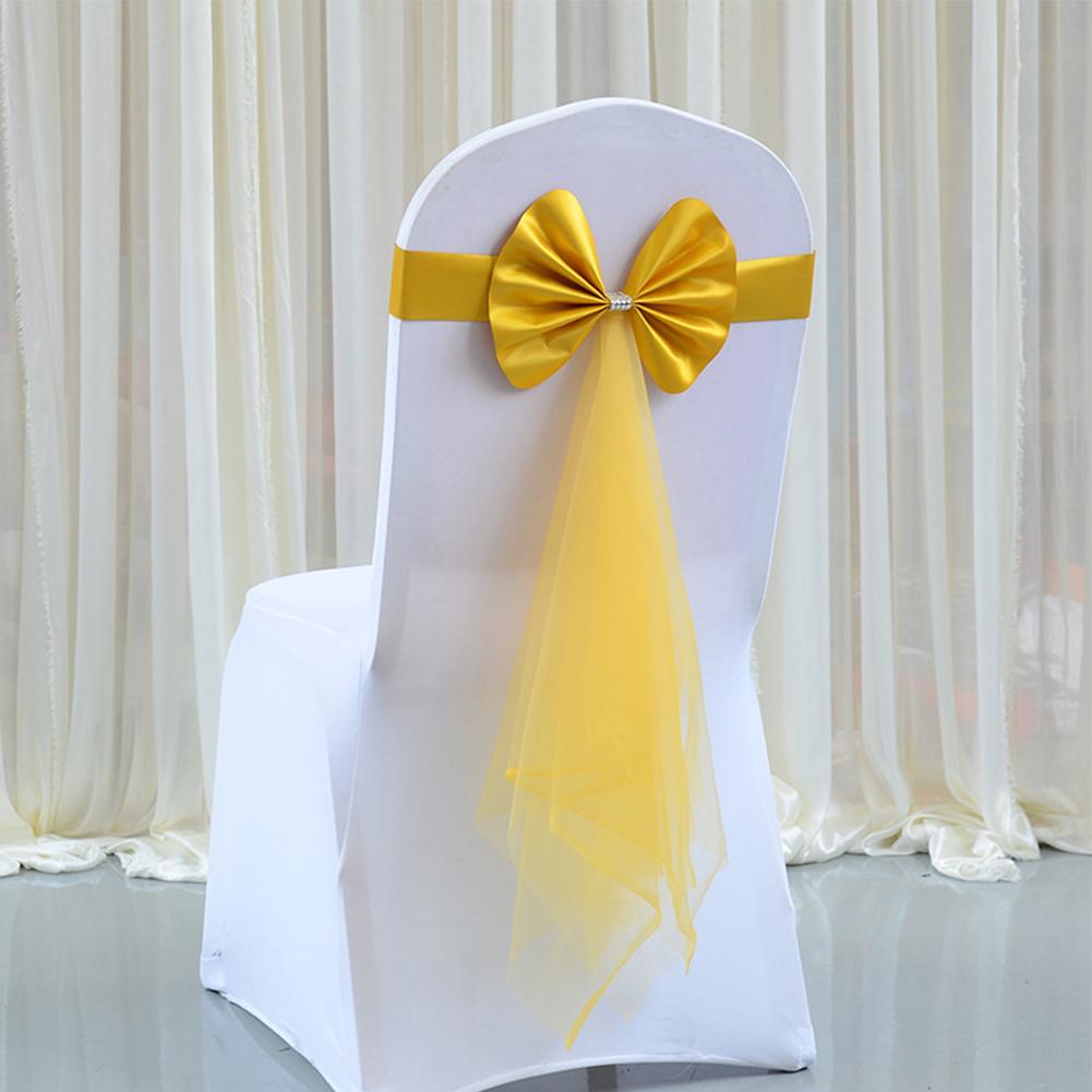 10Pcs Organza Chair Sashes Knot Bands Chair Bows For For Wedding Party Banquet Event Country Wedding Chair Decoration