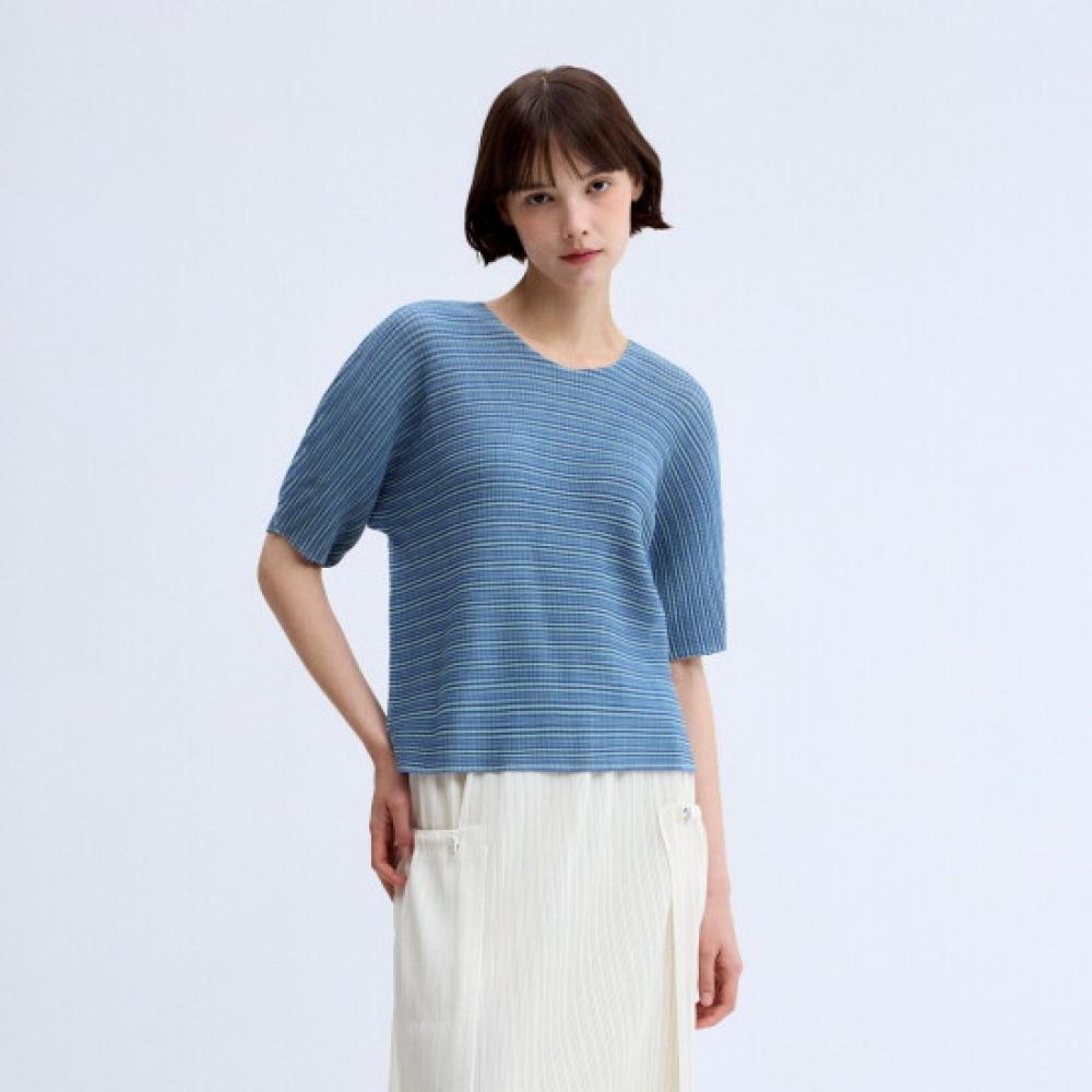 Lapli Check Square PleaTs T shirT lpTsm025024