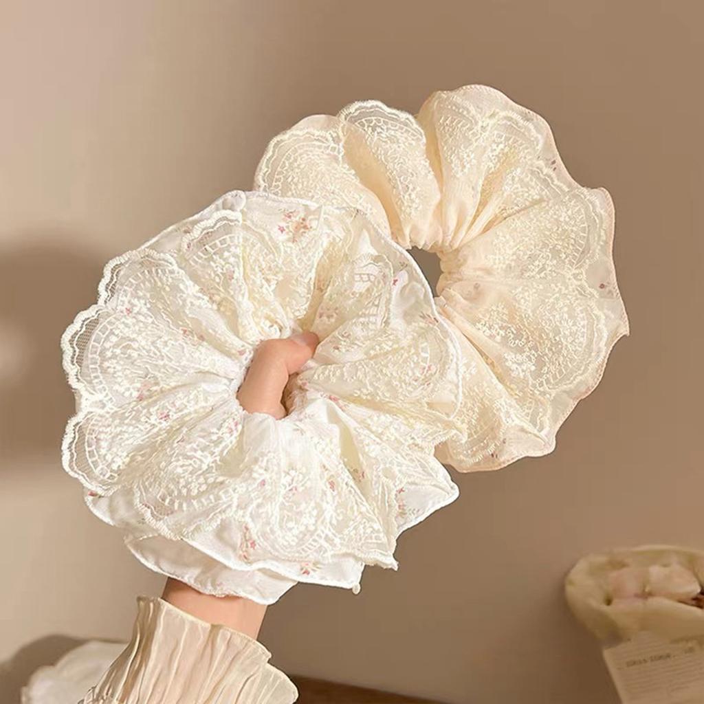 Stylish Lace Hair Scrunchies No Damage Scrunchy Hair Bands Ponytail Holders for Thick Curly and Thin Fine Hair