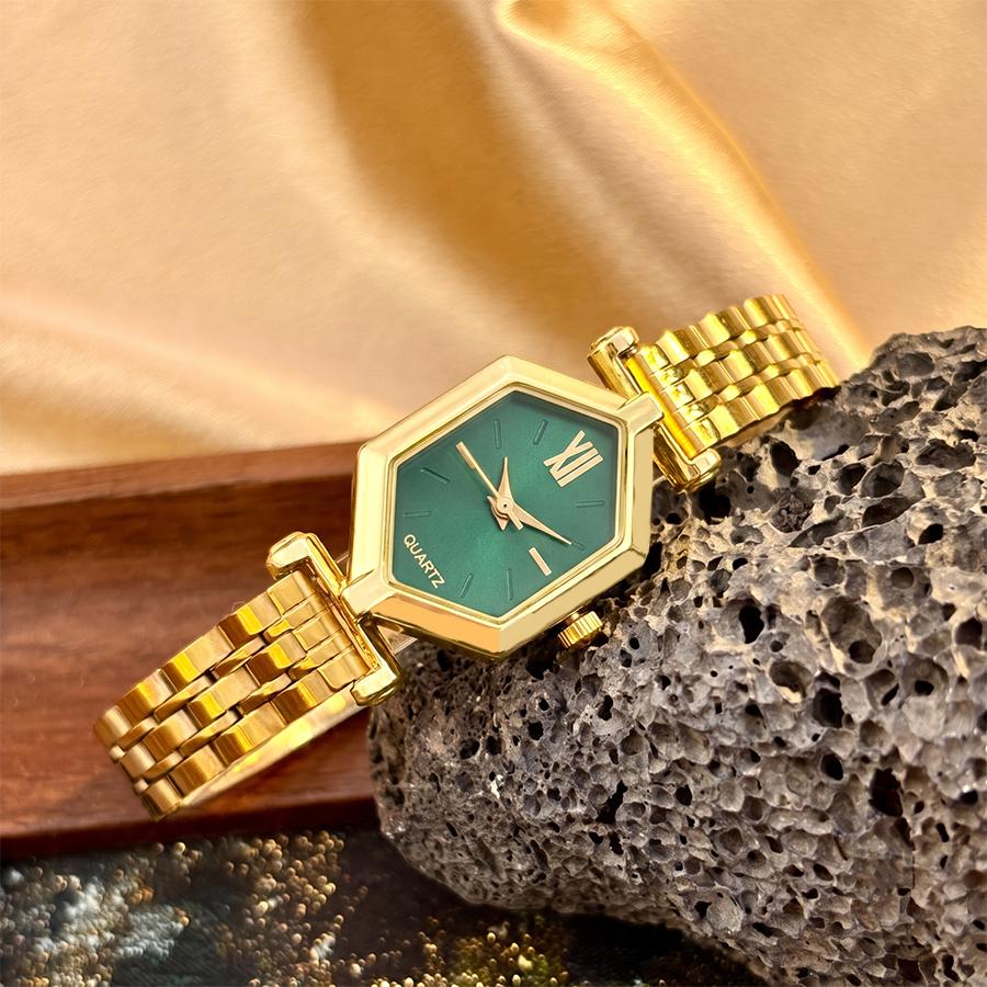 Watch for Ladies: Hexagonal Dial Stainless Steel Strap Retro Style Timeless Wrist Watch for Woman