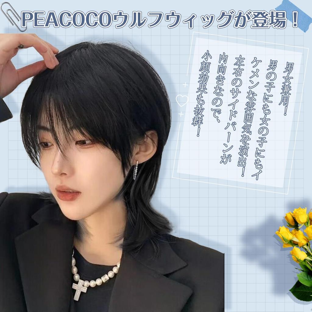 Парик PEACOCO Короткий парик Одежда Блондинка Парик Волк Черные волосы Косплей Каштановые седые волосы Незаметный Натуральный черный Мужской Мужской Мужской