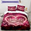 3PC Custom Name Royal Heart Bedding Set Duvet Cover Closure Includes 1 Duvet Cover & 2 Pillowcases for Bedroom
