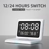 Многофункциональные цифровые зеркальные часы, 15 Вт, будильник с беспроводной зарядкой и большим регулируемым дисплеем