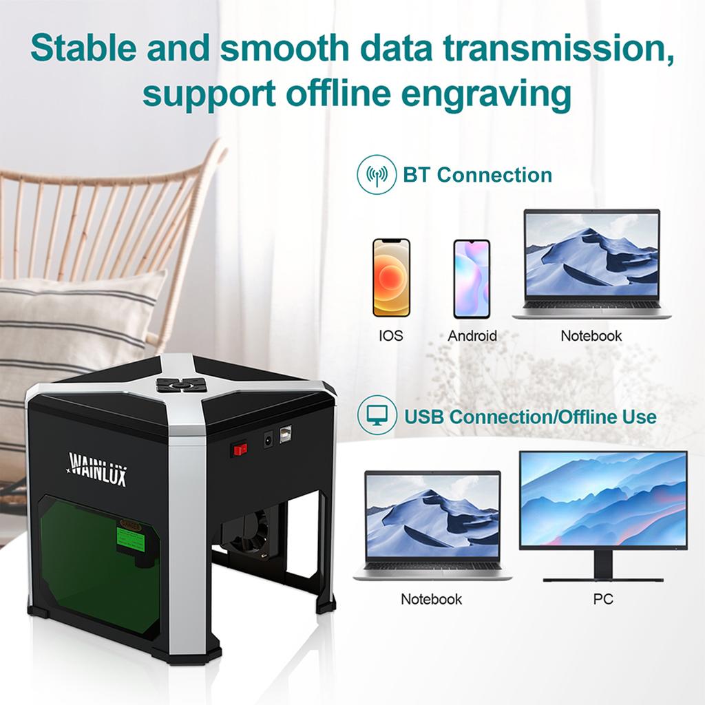 WAINLUX K6 Портативный лазерный гравер для резки и гравировки бытовой маркировочной машины с поддержкой беспроводной связи BT