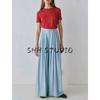 Autumn New Women clothes French style Simple Design Drape Mid-High Waist Loose Casual Long Wide-Leg Pants