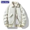 Мужская куртка-бомбер зимняя 2025 модная флисовая утолщенная свободная плюшевая плюшевая модная хлопковая куртка из овечьей шерсти