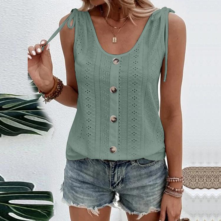 IHUASU Spring Summer Women's Sexy Casual Solid Color U-neck Vest T