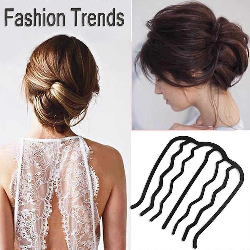 Metal Comb Pins - U Shaped Hairpins Vintage Black Side Combs for Bun Hair Clips Hold Hair Clips4 PCS,2024 Ping