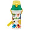 Children's Water Bottle, 480ml, Direct Drinking, Plastic, One-Touch Operation, Dishwasher Safe, Made In Japan, Sesame Street Design, for Boys a