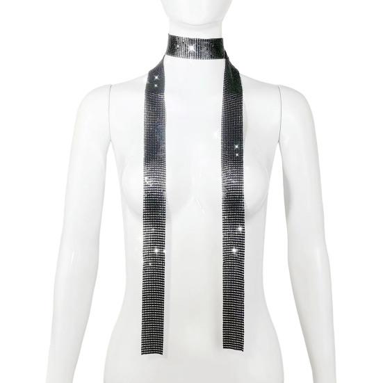 Алюминиевый шарф с блестками, ожерелье для мужчин и женщин, легкий сверкающий дизайн, ожерелье с воротником, декоративный аксессуар