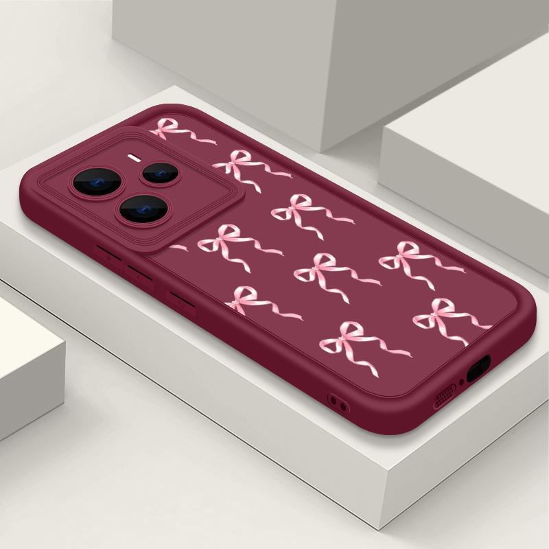 Розовый чехол с принтом банта, противоударный чехол для Xiaomi 14T 13T Poco X7 F6 X6 Pro Redmi Note 14 Pro 13 12 11, силиконовый мягкий защитный чехол для линз из ТПУ, матовый чехол для телефона