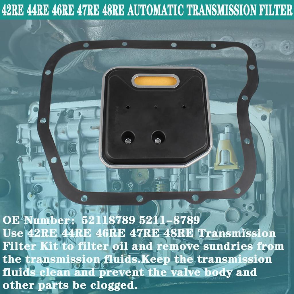 42RE 44RE 46RE 47RE 48RE Automatic Transmission Filter Kit Compatible With 1998-2009 Dodge Ram 1500 2500 3500 Dakota Durango Grand Cherokee Replaces#