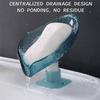 Soap Dish Holder Leaf-Shape Self Draining Soap Bar Holder No Punched Soap Rack