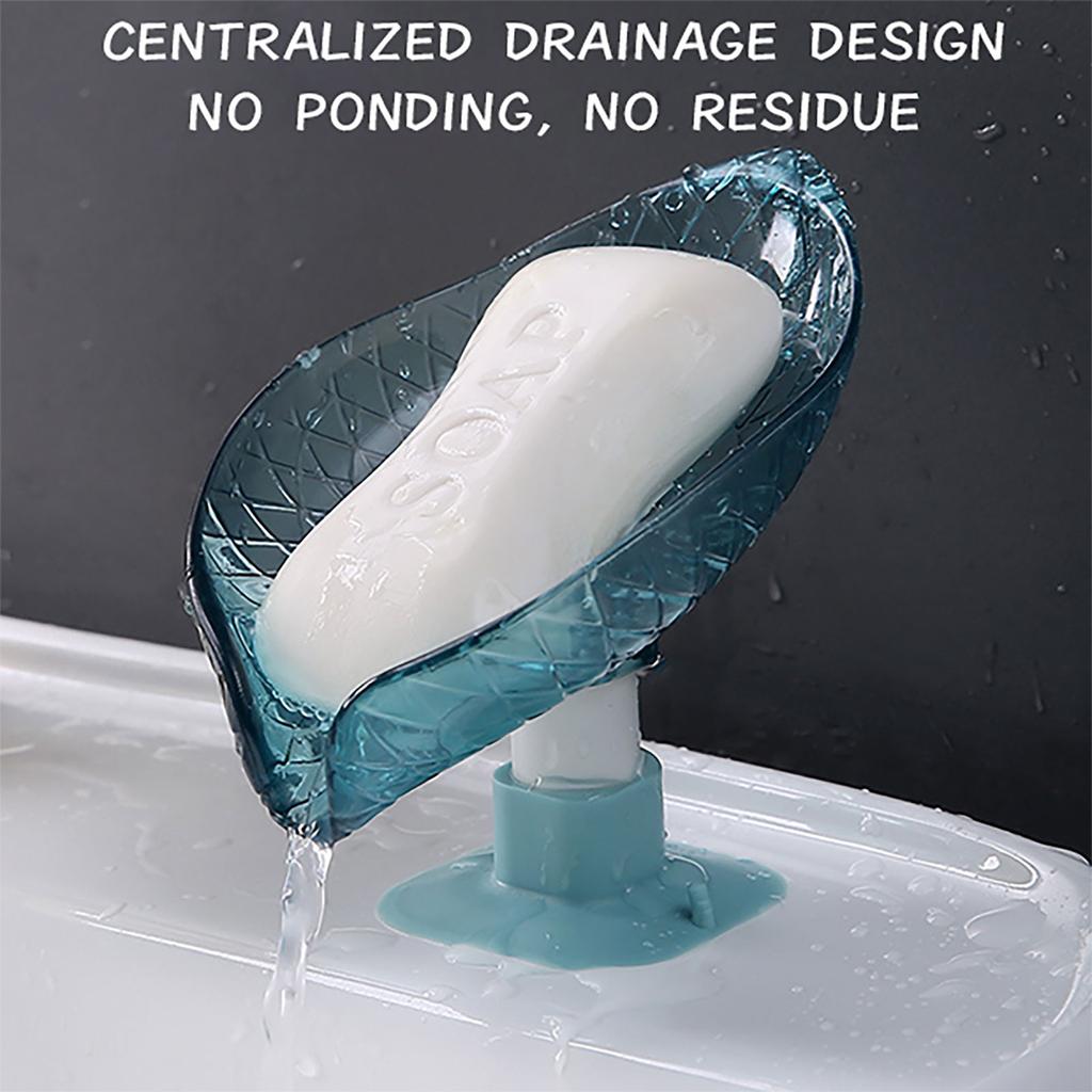 Soap Dish Holder Leaf-Shape Self Draining Soap Bar Holder No Punched Soap Rack