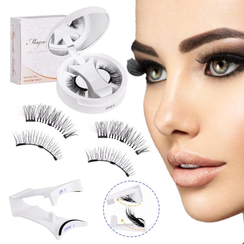 Магнитные накладные ресницы и аппликатор. Легкий, многоразовый кейс для хранения ресниц. Для офисного макияжа.