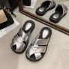 Soft~ Baotou Half Slippers Women's 2025 Summer New Versatile New Korean Version Hollow Beach Sandals Rome
