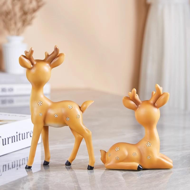 Healing Plum Blossoms on Deer Fine Young Students Room Bedroom Desk Decoration Girl Birthday Gift Idea Resin Craft Durable