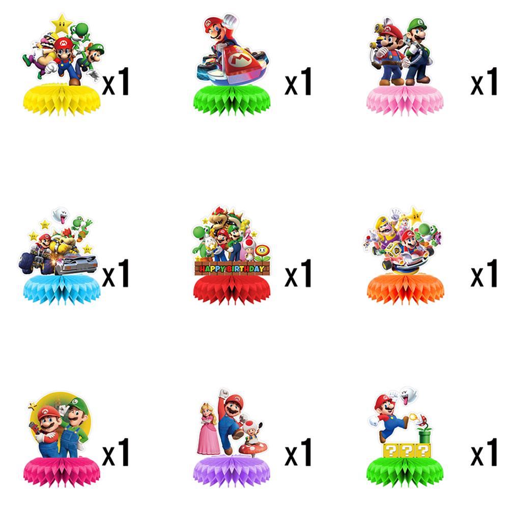 9 шт. Сотовые Центральные Украшения Марио Super Mario Party Supplies Настольные Украшения