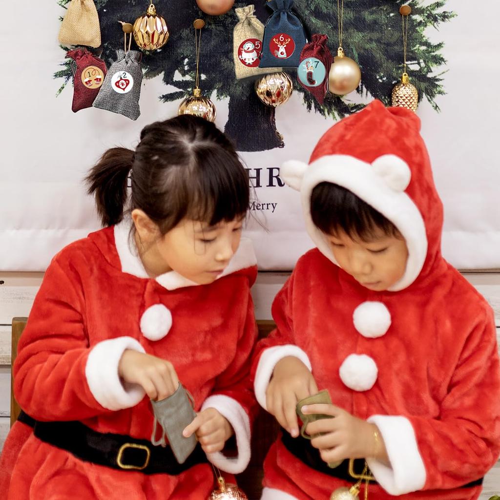 Iikuru Набор Адвент-календаря Рождественский Маленький Маленький Адвент Рождественский Набор Гобелена, Елка, Мешочек, Украшения, Орнаменты, Гирлянда, (YA181)