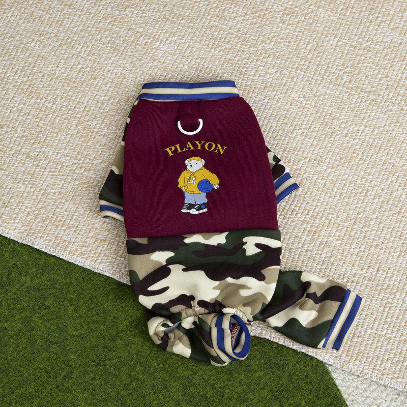 Camouflage Four Legged Hoodie With Leash Clip Small Dogs Teddy Outdoor Sport