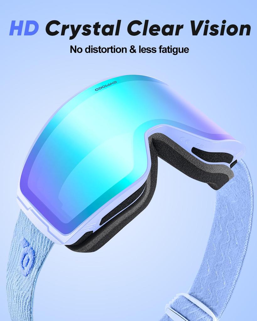 Фотохромные горнолыжные маски Odoland с зеркальным покрытием OTG Очки UV400 Автоматические Ударопрочные Взрослый размер Линзы меняющие цвет, Защита от запотевания, Совместимые, Защита,