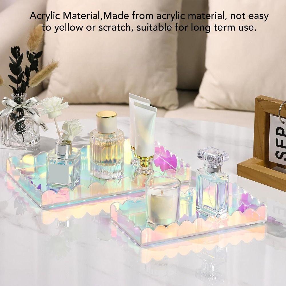 2 pcs Acrylic Countertop Tray Transparent Colorful Bathroom Vanity Tray Storage Tray Bathroom Decor